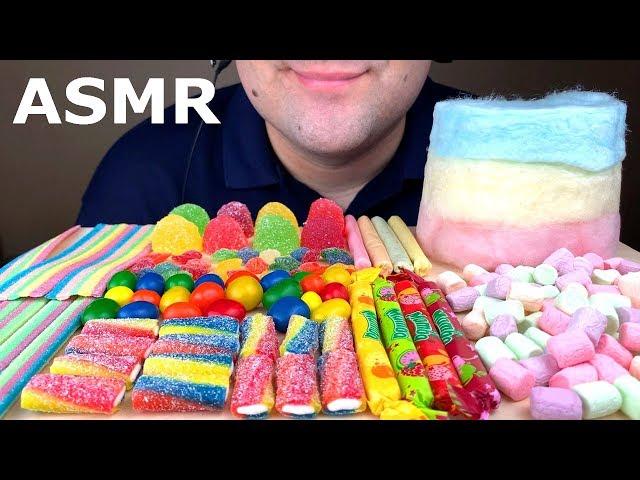 ASMR RAINBOW CANDY, SOUR SLOTHS, GUMMY JELLY, COTTON CANDY, RAINBOW MARSHMALLOW (EATING SOUNDS)