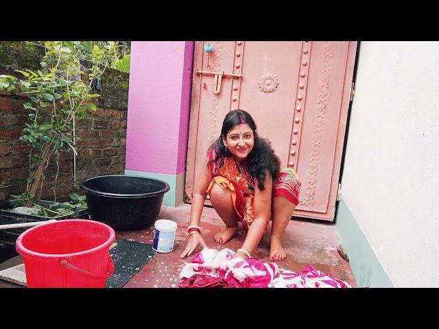 Desi style housewife cloth washing video in original sound