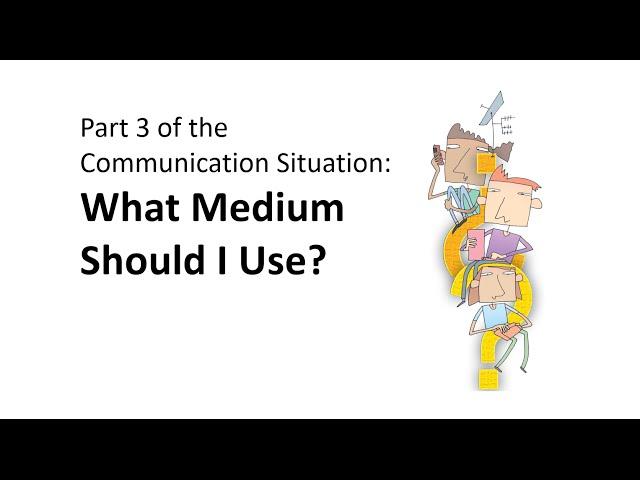 Part 3 of the Communication Situation: What Medium Should I Use?