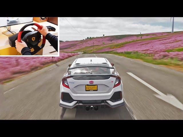 Forza Horizon 4 Driving Honda Civic Type R (Thrustmaster 458 Spider Steering Wheel) Gameplay