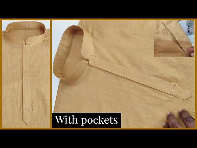 How to Sew a kurta | full video with side pockets || perfect kurta stitching with attache pockets ||