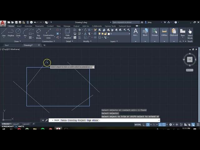 Using Trim in AutoCAD 2020