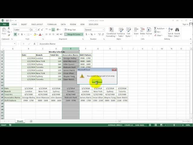 Excel: Transpose Function