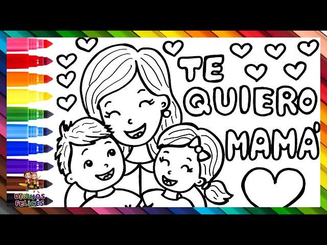 Dibuja y Colorea A Una Mamá Con Sus Hijos En El Día De La Madre 2024 ‍‍ Dibujos Para Niños