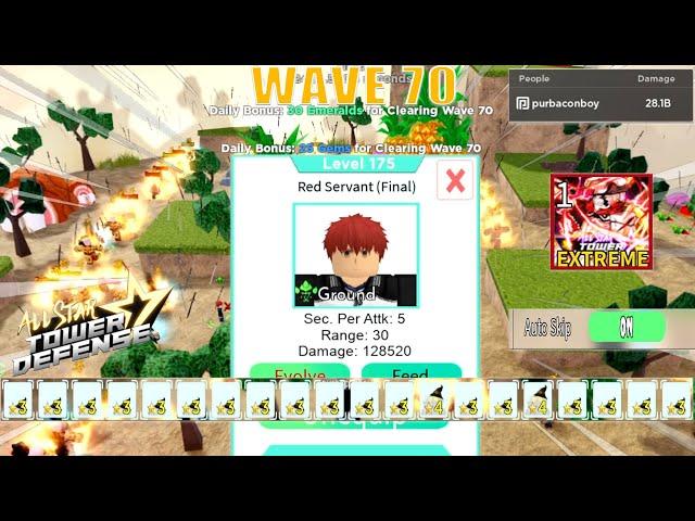 Red Servant (Final) - Shirou Emiya Wave 70 Extreme Infinite Mode | EXP Farm | All Star Tower Defense