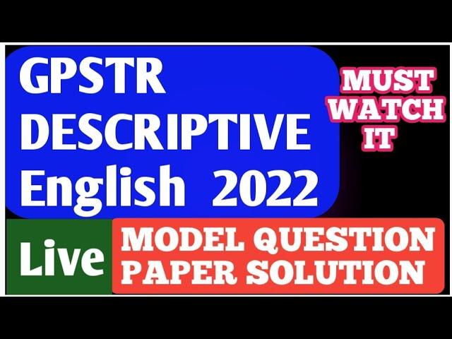 GPSTR DESCRIPTIVE ENGLISH : DEPARTMENT MODEL QUESTION PAPER COMPLETE SOLUTION by Channu Sir