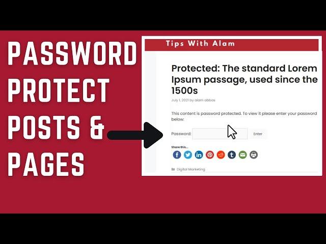 How To Password Protect Pages And Posts In Wordpress (without a plugin)