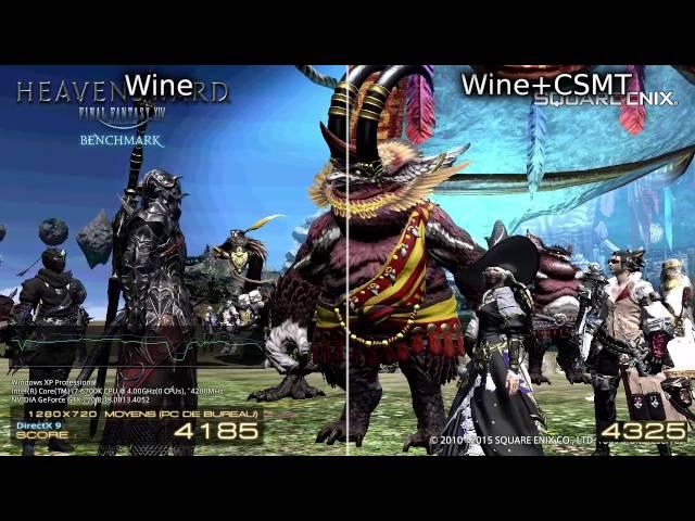 [LinuxBenchmark] Final Fantasy XIV Wine vs Wine + CSMT