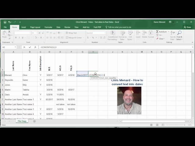 Excel - convert Text to Dates with Text function by Chris Menard