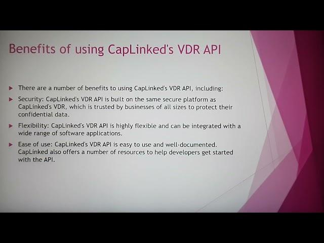 CapLinked's Virtual Data Room API