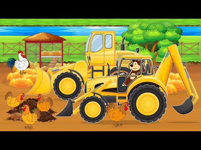 THE BEAR FARM Building the Chicken Coop : Tractor, Backhoe loader and Excavator