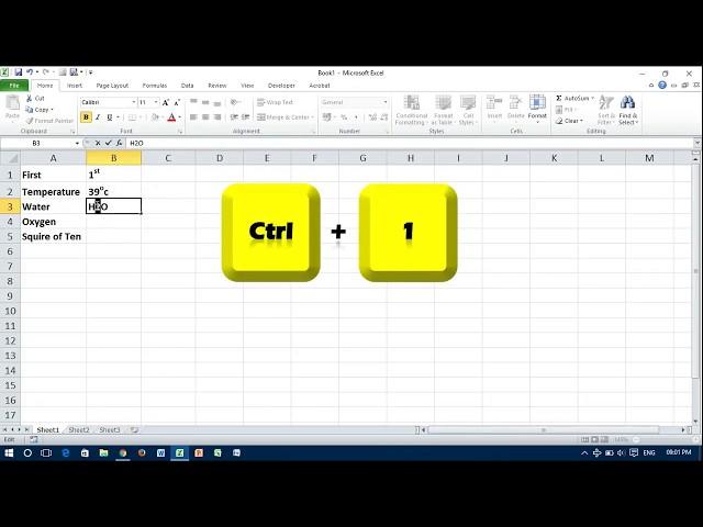 Apply Superscript & Subscript in Excel