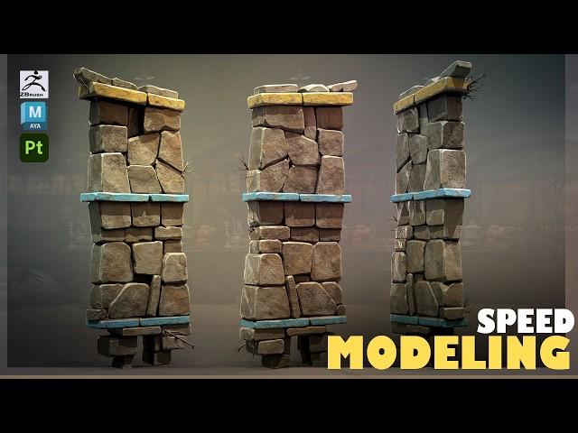 Making a Stylized Wall Ruins in Maya 2025, Zbrush, and Substance Painter