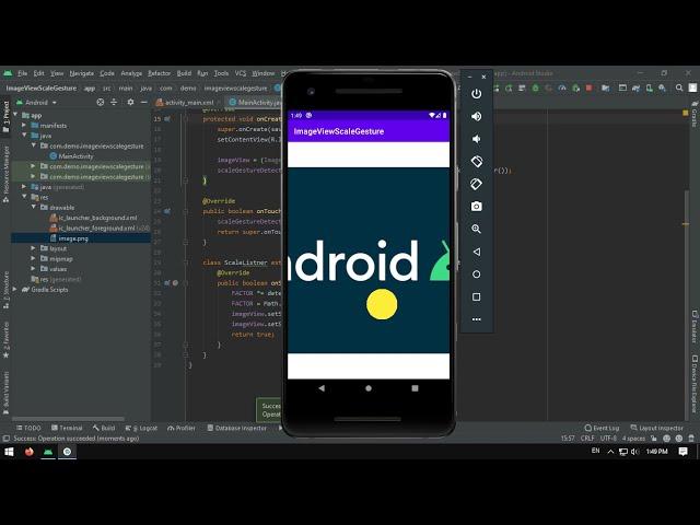 ImageView Scale (zoom in/out) in android studio programmatically