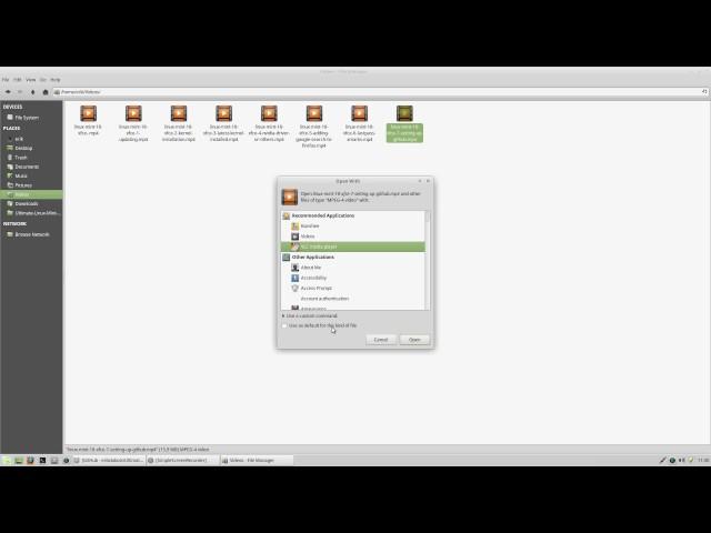 linux mint 18 xfce 8 how to make sure vlc is the default player for movies