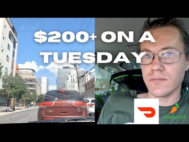 Doordash driver makes $200 on a Tuesday. Done by dinner time. 8 hours 