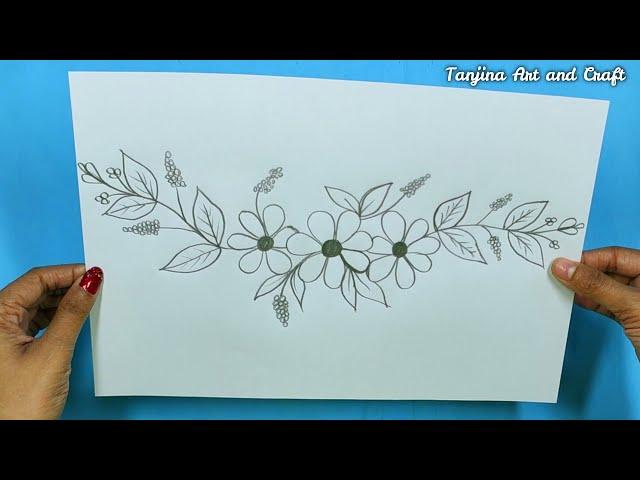 Beautiful Flower Drawing With Pencil Easy | How to draw flower designs/flower designs drawing