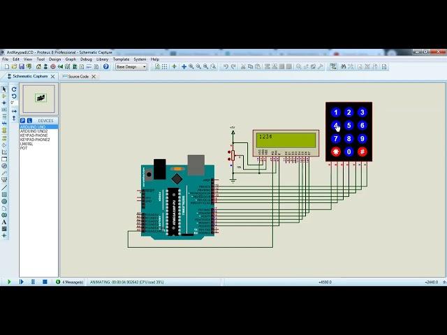 keypad and LCD with Arduino proteus simulation