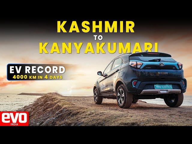 Kashmir to Kanyakumari record | 4000km in 4 days in Tata Nexon EV | evo India