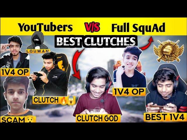 YouTubers VS Full Squad Best 1V4  Clutches||#3 GoDPraveenYT,GamoBoy,GoDTushar,LouWan,Insane,Dopali