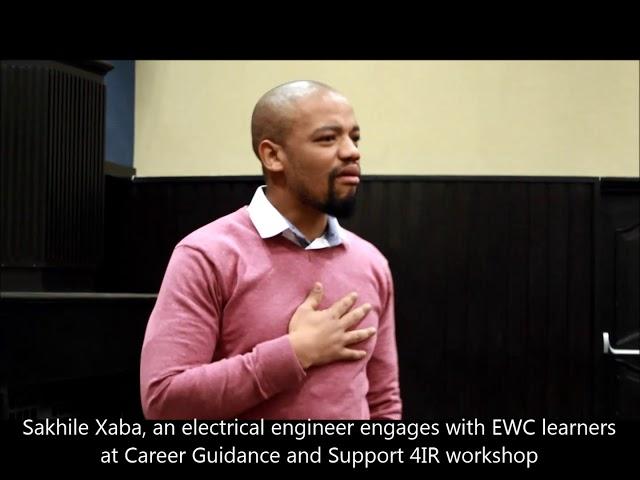 Sakhile Xaba, an electrical engineer engages with EWC learners