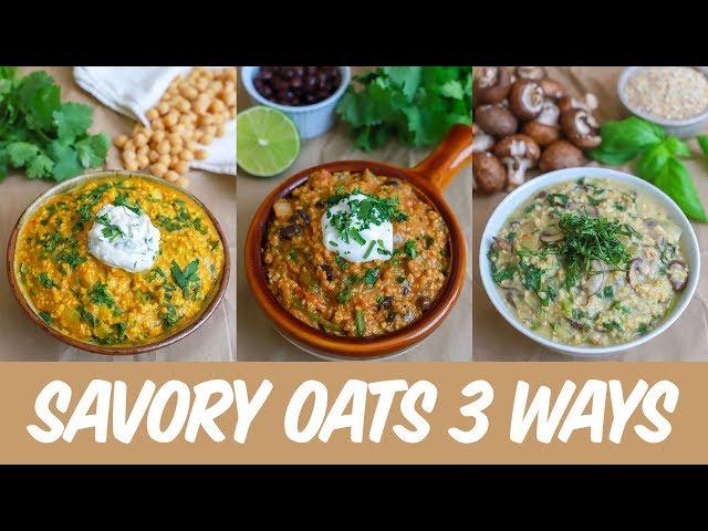 Savory Oats 3 Ways: Risotto, Chili, and Curry (vegan + gluten free + oil free + salt free)