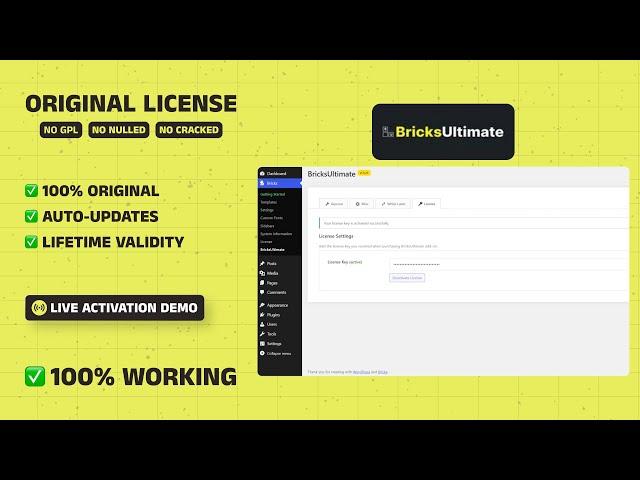 BricksUltimate with License Key | Bricks Builder Addons | Lifetime Activation Key | No GPL/Nulled