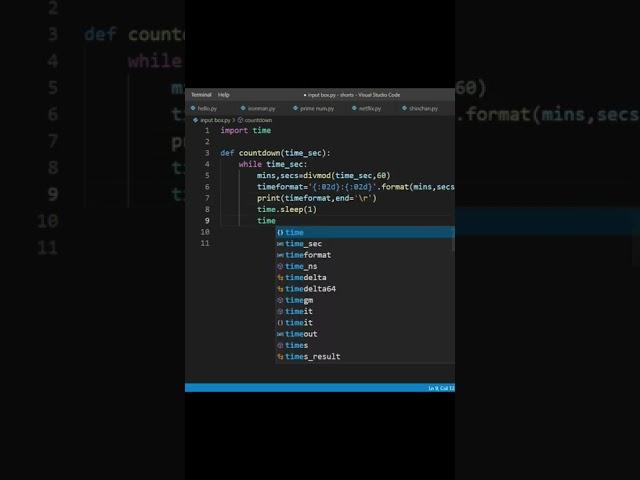 Python program to create countdown timer #shorts #coding #programming
