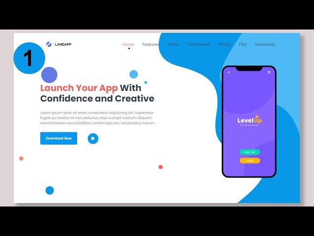 #1 Complete Responsive App Landing Page Website using Html and Css and Bootstrap