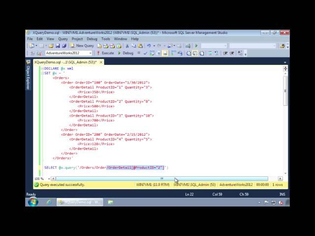 SQL Server 2012 - Using XQuery to Query XML Data