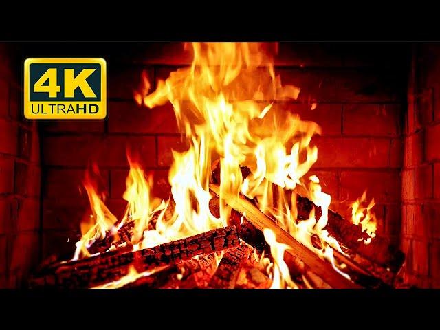  Cozy Fireplace 4K (12 HOURS). Fireplace with Crackling Fire Sounds. Fireplace Burning 4K