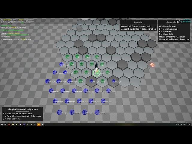 [UE4] Environment Query System on hexagonal grid.