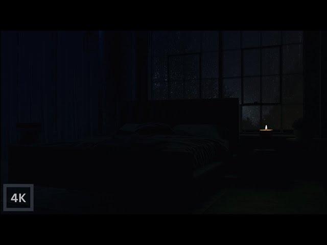 Muffled Sounds of Rain for Peace of Mind, Deep Sleep | Dark Bedroom with Indoor Rain Sounds | 4K