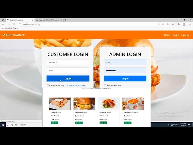 Online Food Ordering and Delivery System | With full database, PHP, CSS, MsQL, JS.