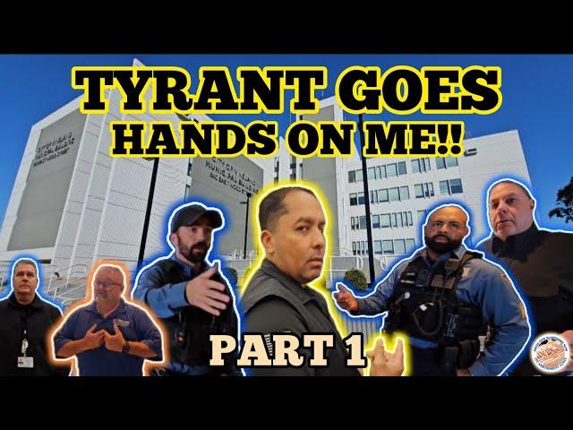 TYRANT SECURITY GUARD GOES *HANDS ON* *CHARGES FILED* W/COURT FIRST AMENDMENT VINELAND, NJ PART (1)