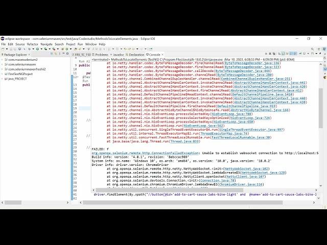 Selenium WebSocket Connection and Invalid Status code=403 text=Forbidden error in Automation Testing