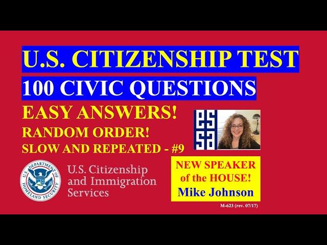 2023 EASY Answer SLOW USCIS Official 100 Civics Questions and Answers US Citizenship Interview 2023