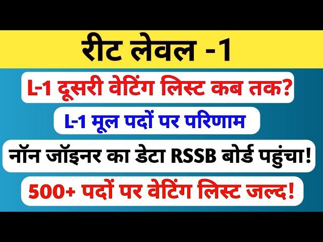 रीट लेवल 1 वेटिंग लिस्ट 2024 | रीट लेवल 2 वेटिंग लिस्ट | मूल पदों पर परिणाम | Rssb | reet cut off |