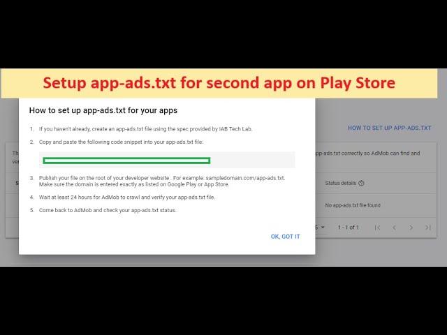 How to fix 'Your app-ads.txt file is either missing or not valid' error for Second app on Play Store