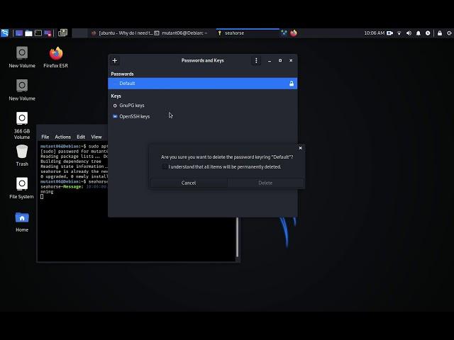 How to turn off "Default Keyring" in Kali Linux 2020.