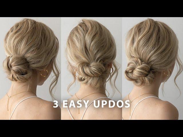 3 EASY LOW BUN UPDOS ️ Perfect for bridal, wedding, summer, bridesmaid