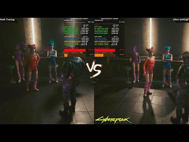 Cyberpunk 2077 Path Tracing VS Ultra Settings FSR 1440p | 7900 XTX | R9 7950X 3D