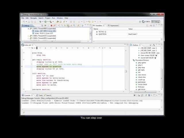 Debug step demo in Visual COBOL for Eclipse