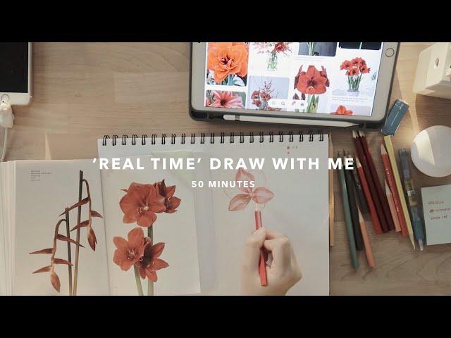 'Real time' Draw with me 50 minutes (with music , no talking)