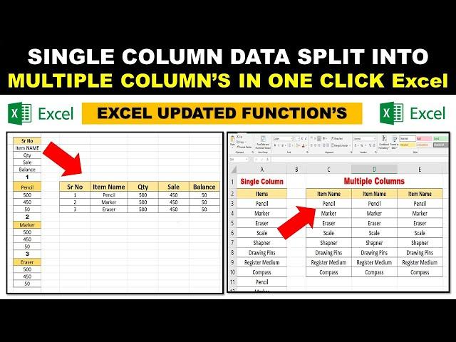 How to split one column data into multiple columns in Excel | Wraprows and Wrapcols in Excel | Tips