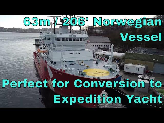 63m /206ft Tour of Norwegian vessel being converted awesome Expedition/Explorer Yacht in 2024