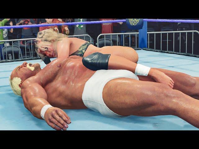 WWE 2k23: Camo Alexa Bliss (barefoot) vs Thunderlips Hulk Hogan 1/2 #intergender #wrestling