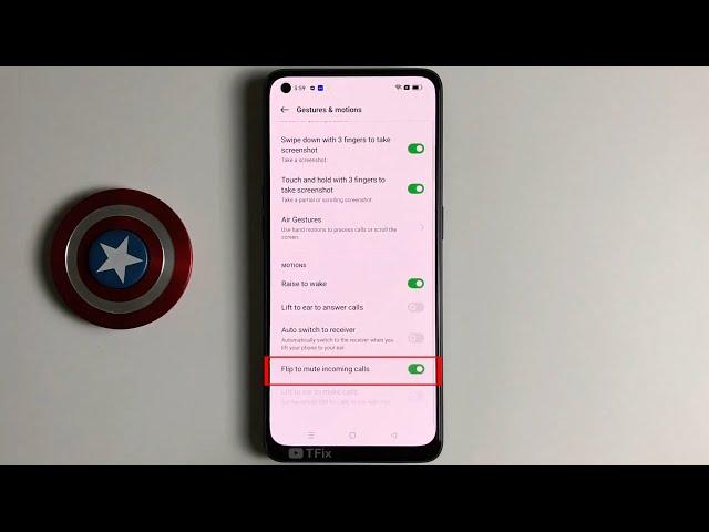 Flip to mute incoming calls on OPPO Reno7 Android 12