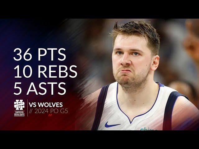 Luka Doncic 36 pts 10 rebs 5 asts vs Wolves 2024 PO G5