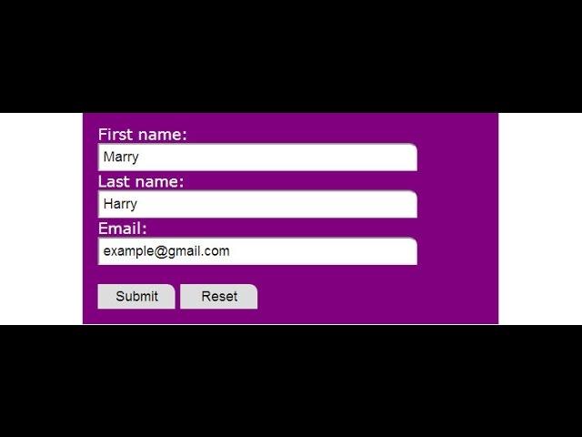 How to create HTML form with reset button